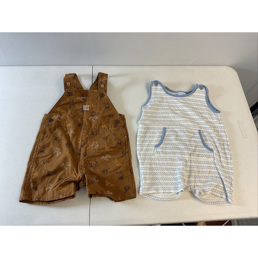 Lot of 2 Carhartt /Bella Bliss Overall Shorts Tools Pockets Toddler Sz 2T